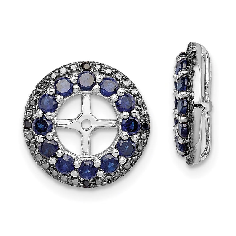 Sterling Silver Rhodium Created Sapphire & Black Sapphire Earring Jacket
