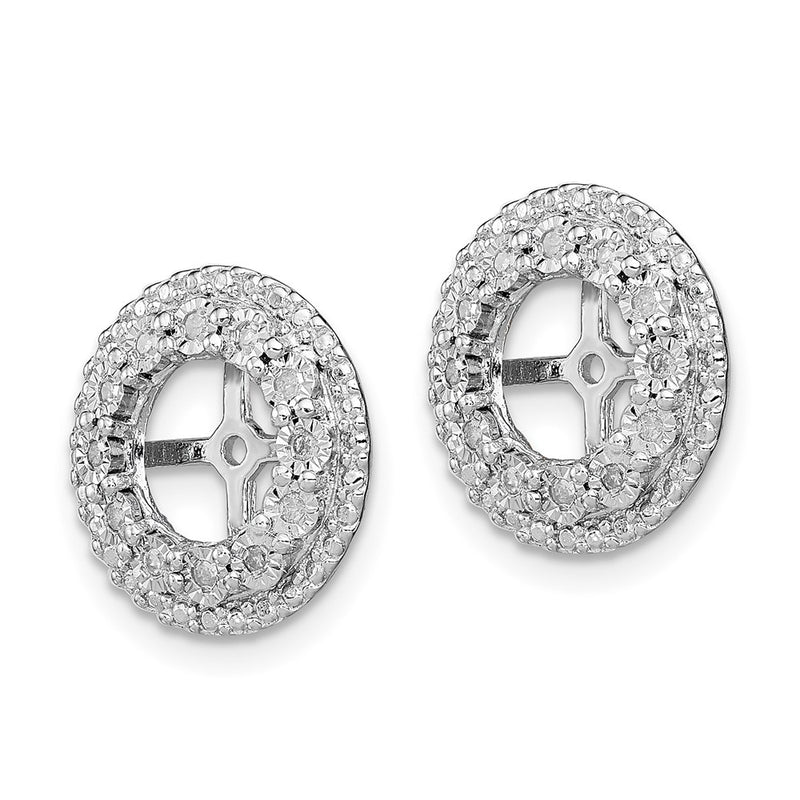 Sterling Silver Rhodium Diamond Earring Jacket