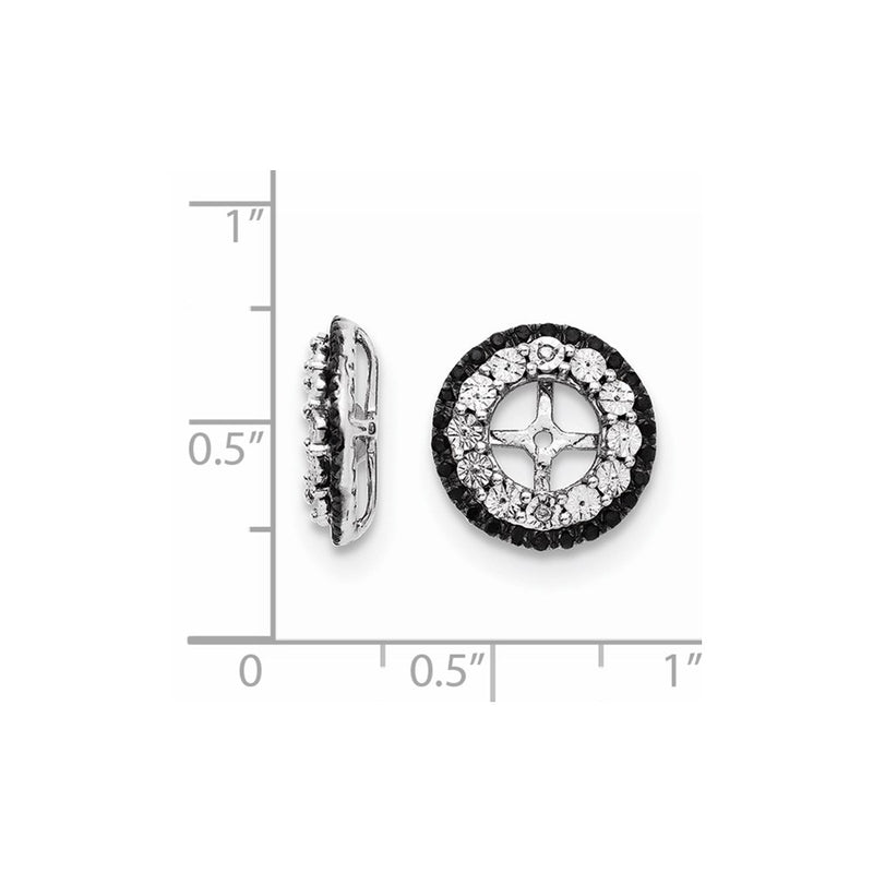 Sterling Silver Rhodium Diamond & Black Sapphire Earring Jacket