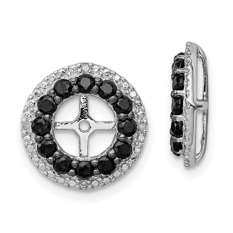 Sterling Silver Rhodium Diamond & Black Sapphire Earring Jacket