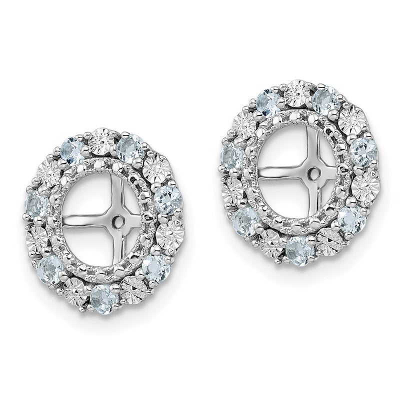 Sterling Silver Rhodium Aquamarine Earring Jacket