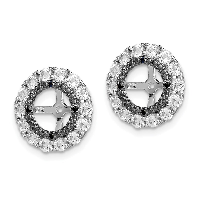 Sterling Silver Rhodium White Topaz & Black Sapphire Earring Jacket