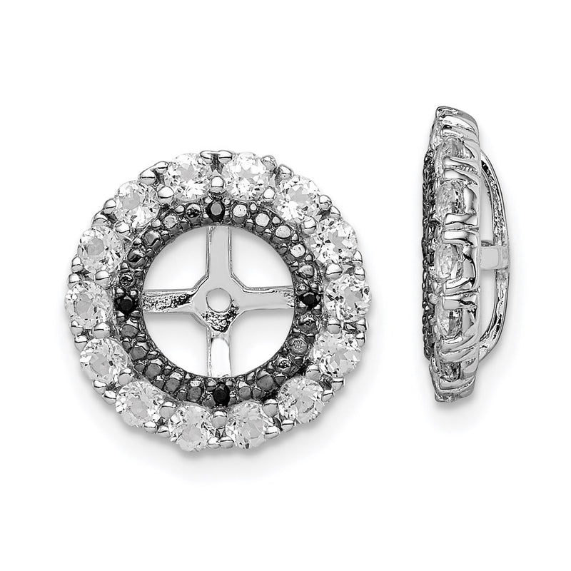 Sterling Silver Rhodium White Topaz & Black Sapphire Earring Jacket
