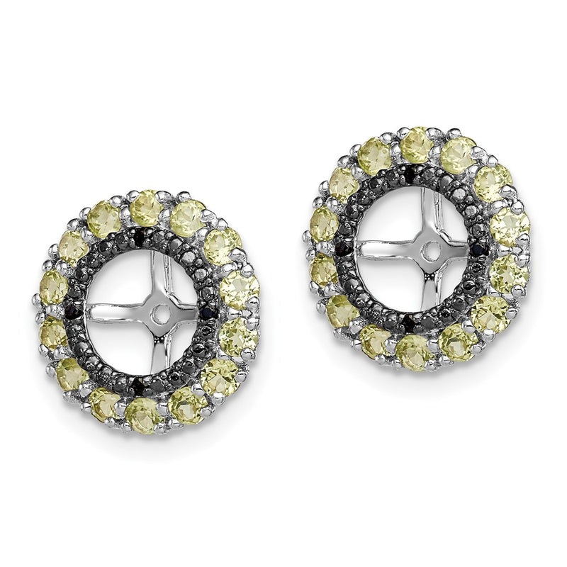 Sterling Silver Rhodium Peridot & Black Sapphire Earring Jacket