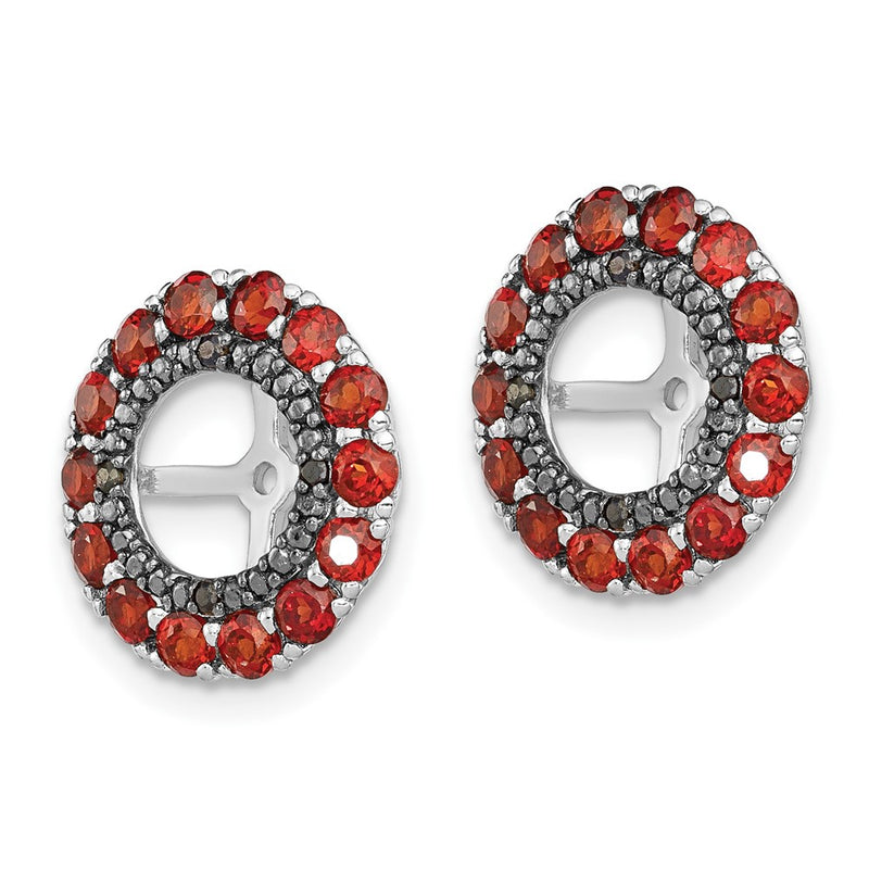 Sterling Silver Rhodium Garnet & Black Sapphire Earring Jacket