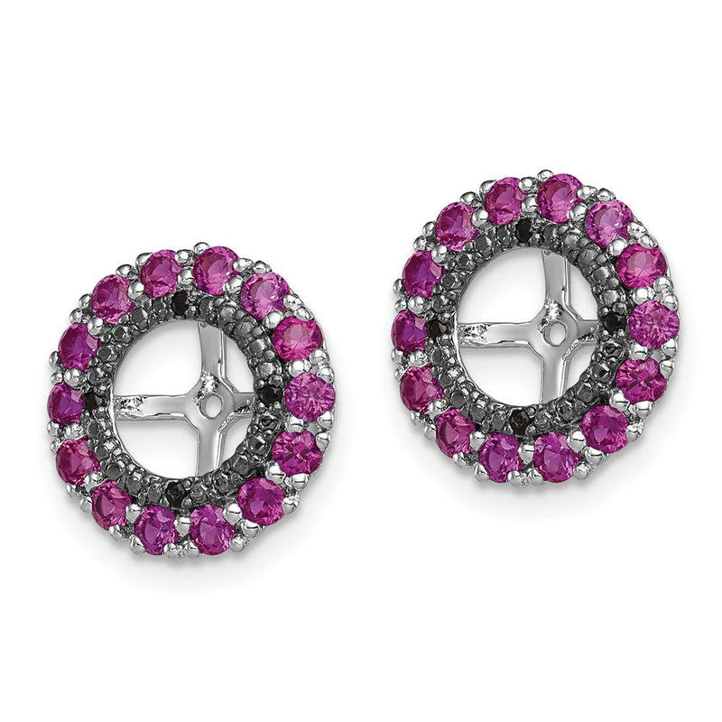 Sterling Silver Rhodium Created Ruby & Black Sapphire Earring Jacket