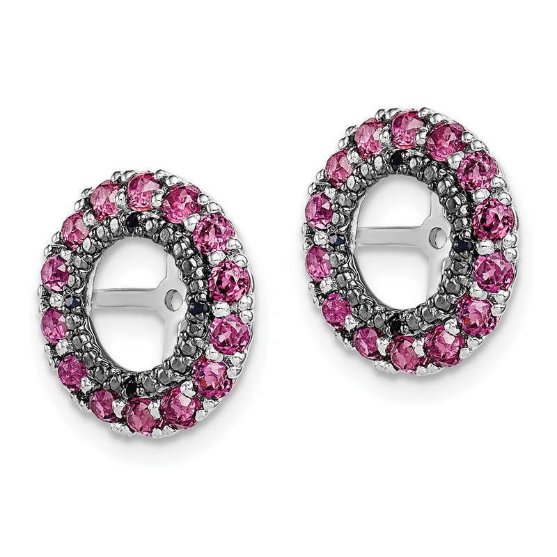 Sterling Silver Rhodium Rhodolite Garnet & Black Sapphire Earring Jacket
