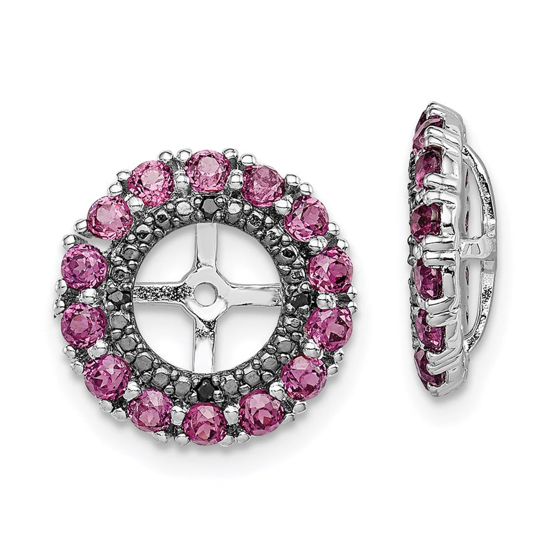 Sterling Silver Rhodium Rhodolite Garnet & Black Sapphire Earring Jacket