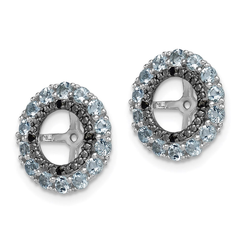 Sterling Silver Rhodium Aquamarine & Black Sapphire Earring Jacket