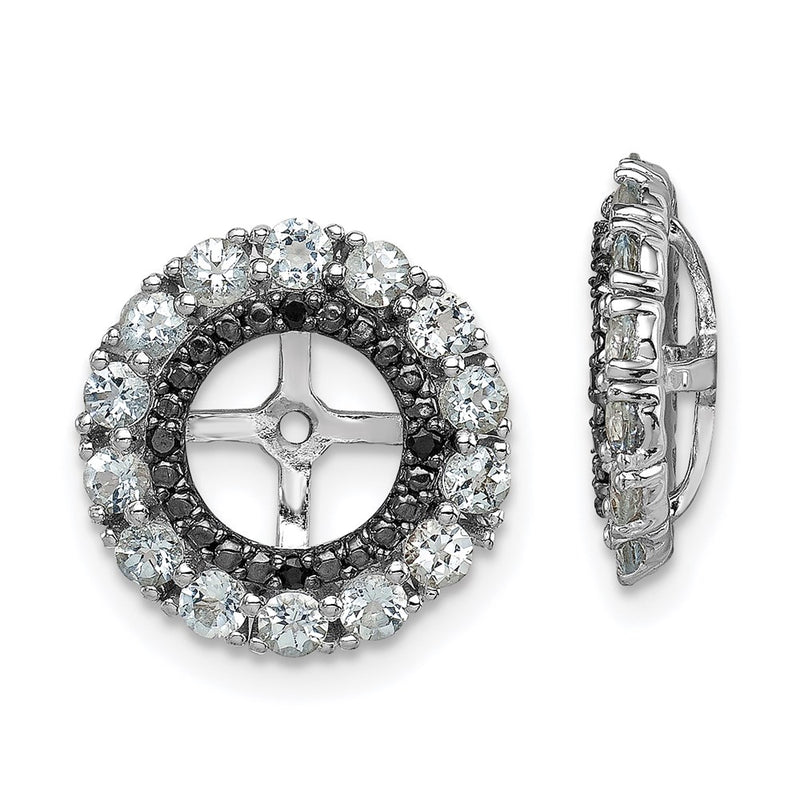 Sterling Silver Rhodium Aquamarine & Black Sapphire Earring Jacket