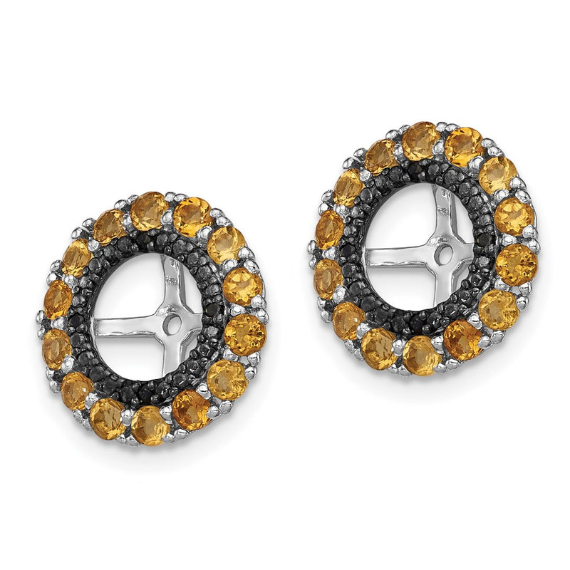 Sterling Silver Rhodium Citrine & Black Sapphire Earring Jacket