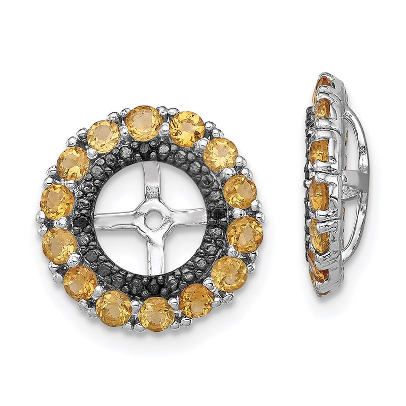 Sterling Silver Rhodium Citrine & Black Sapphire Earring Jacket