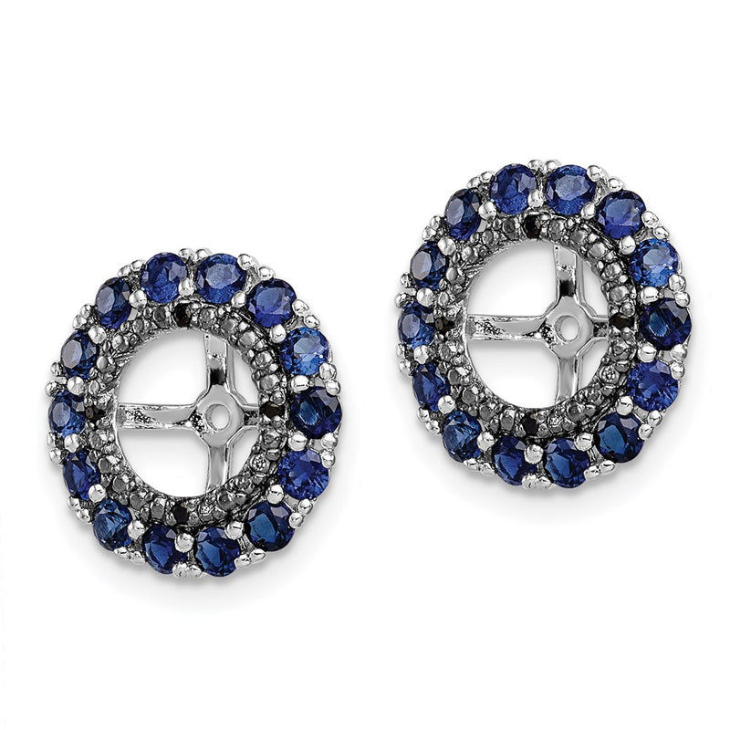 Sterling Silver Rhodium Created Sapphire & Black Sapphire Earring Jacket