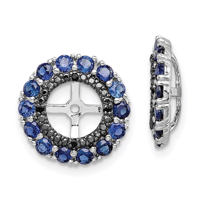 Sterling Silver Rhodium Created Sapphire & Black Sapphire Earring Jacket