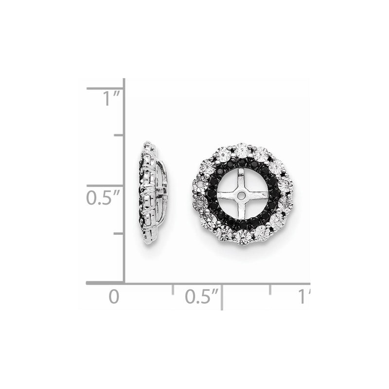 Sterling Silver Rhodium Diamond & Black Sapphire Earring Jacket