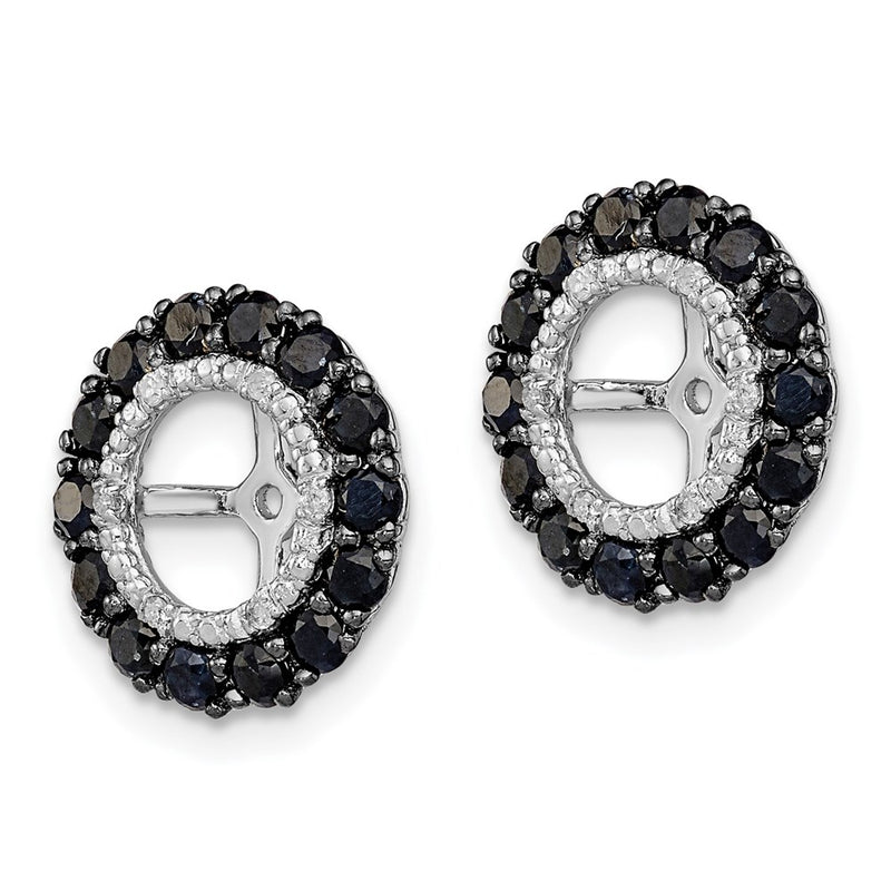 Sterling Silver Rhodium Diamond & Black Sapphire Earring Jacket