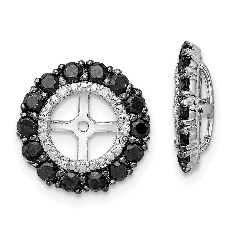 Sterling Silver Rhodium Diamond & Black Sapphire Earring Jacket
