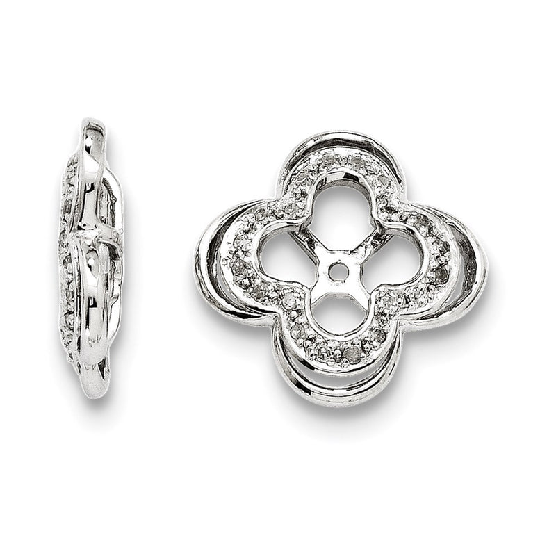 Sterling Silver Rhodium Diamond Earring Jacket