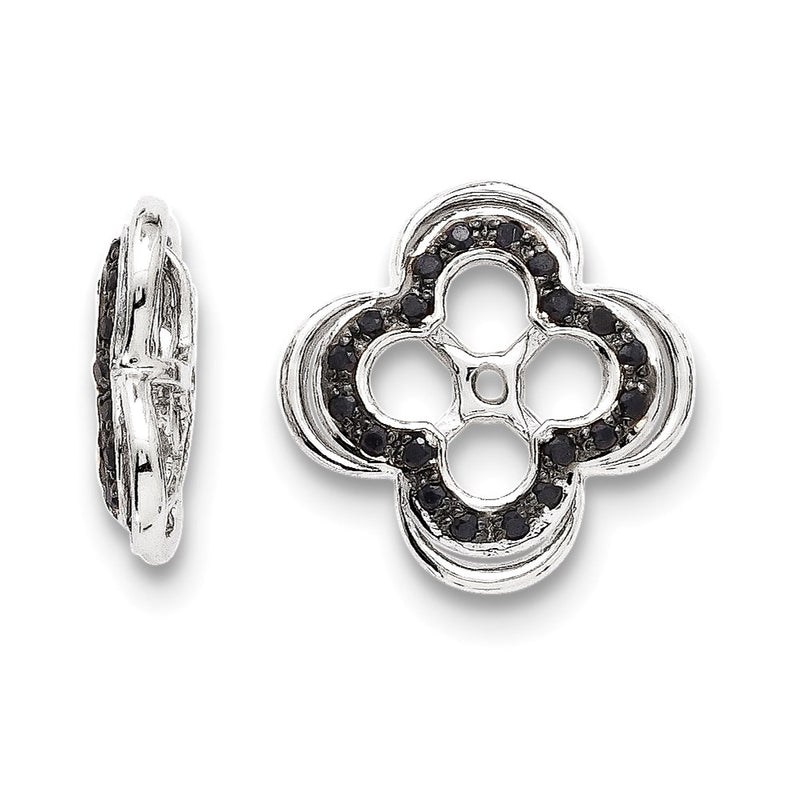 Sterling Silver Rhodium Black Sapphire Earring Jacket