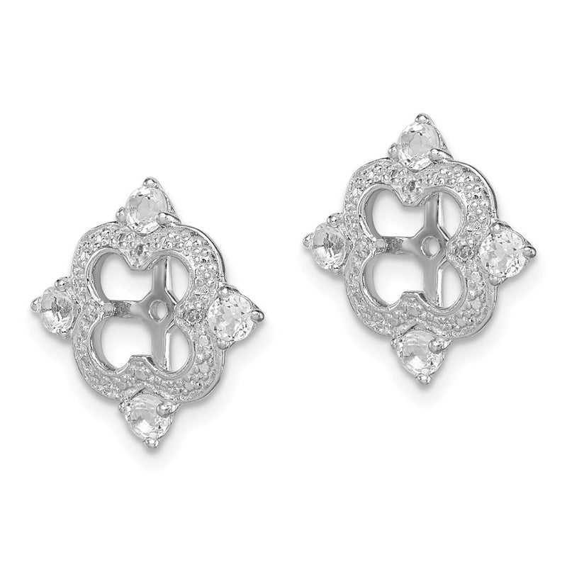 Sterling Silver Rhodium Diamond & White Topaz Earring Jacket