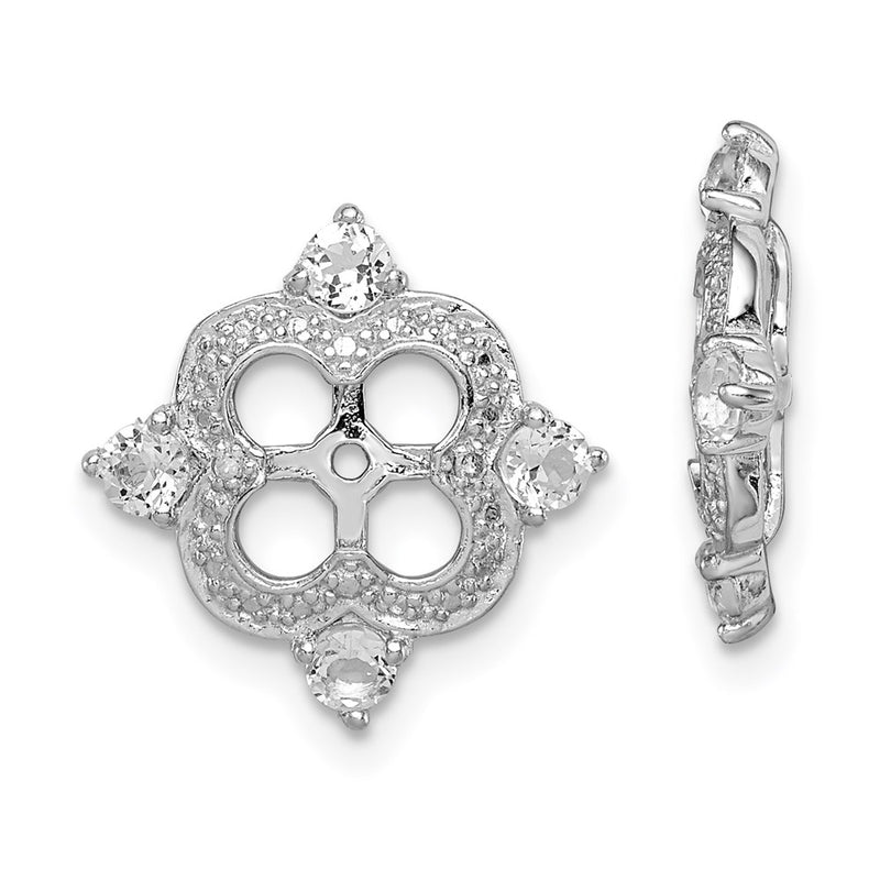 Sterling Silver Rhodium Diamond & White Topaz Earring Jacket