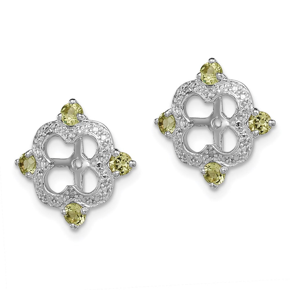Sterling Silver Rhodium Diamond & Peridot Earring Jacket