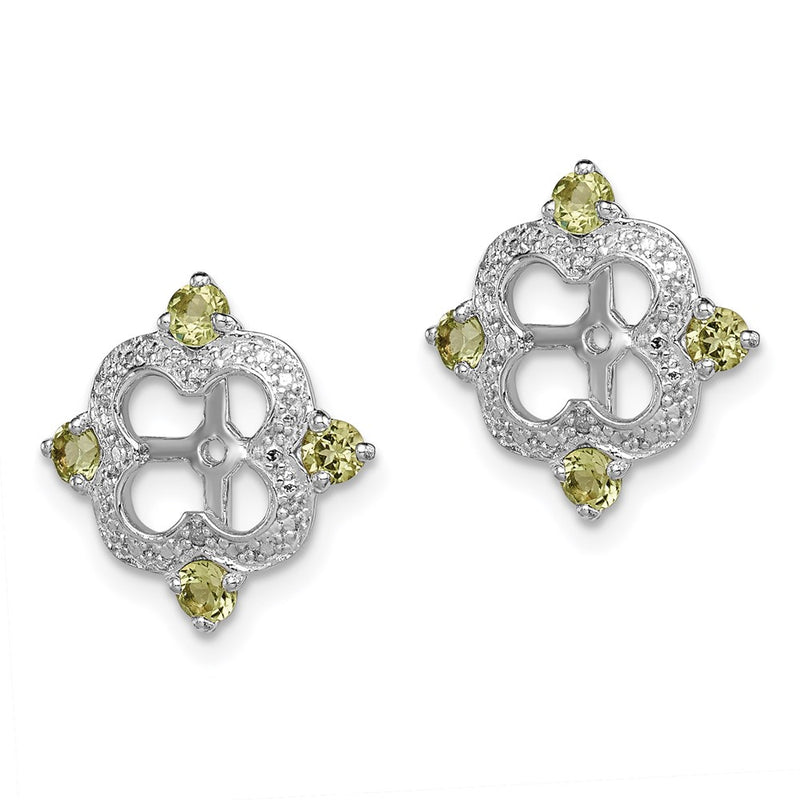 Sterling Silver Rhodium Diamond & Peridot Earring Jacket