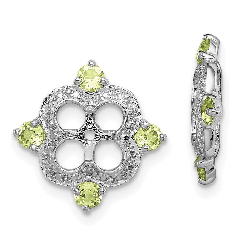 Sterling Silver Rhodium Diamond & Peridot Earring Jacket
