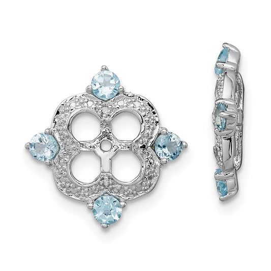 Sterling Silver Rhodium Diamond & Swiss Blue Topaz Earring Jacket