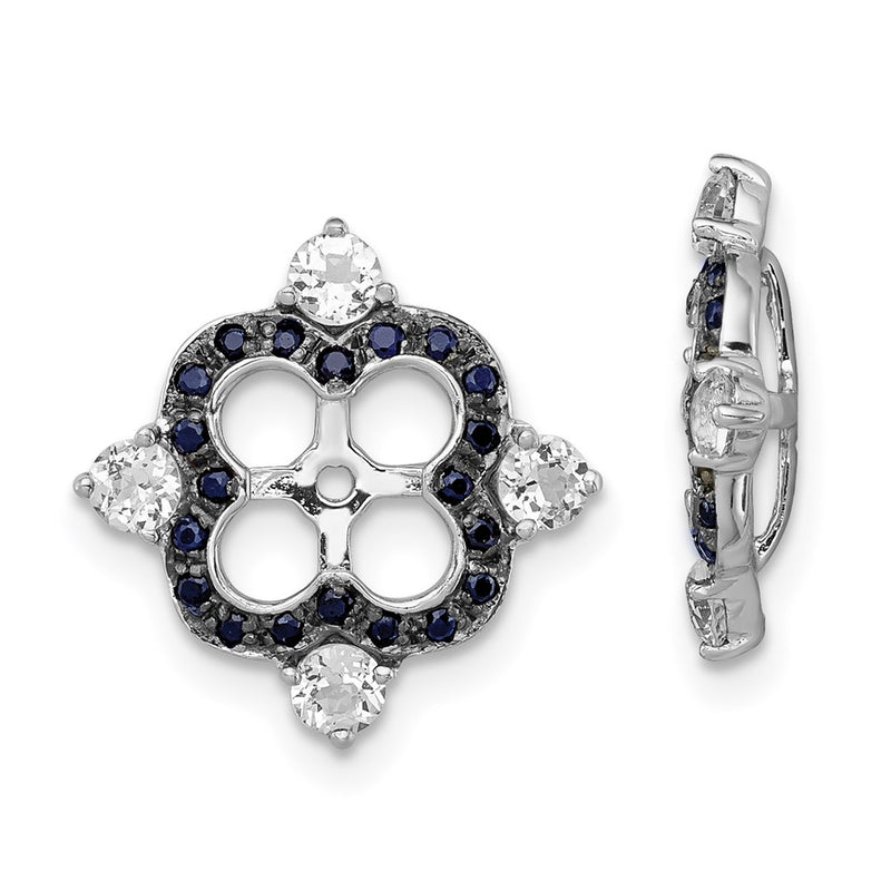Sterling Silver Rhodium White Topaz & Black Sapphire Earring Jacket