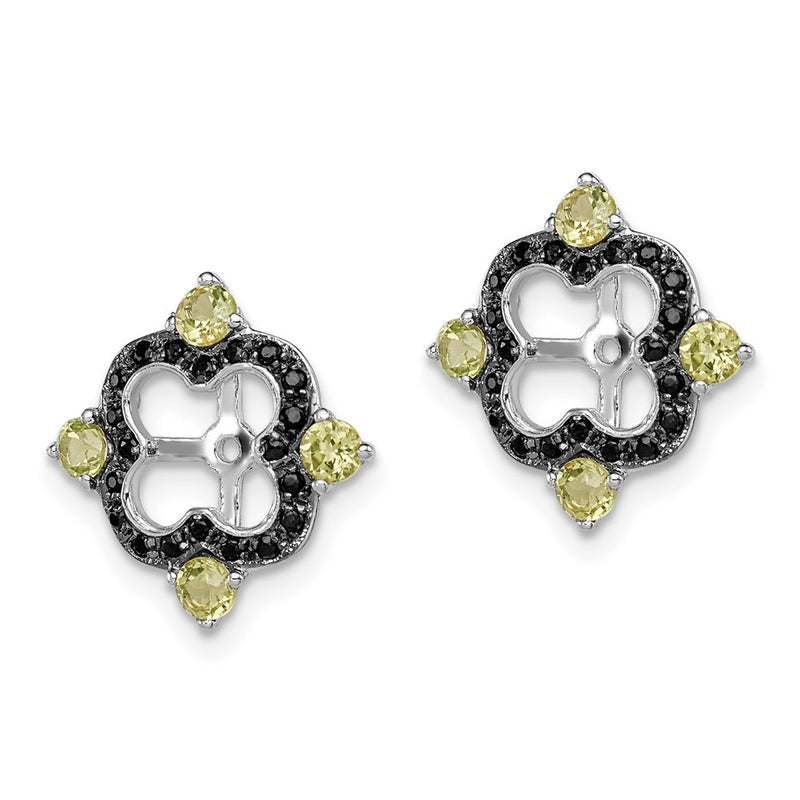 Sterling Silver Rhodium Peridot & Black Sapphire Earring Jacket
