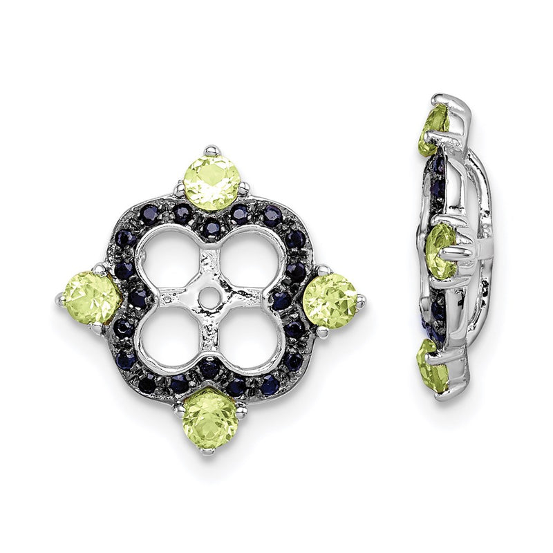 Sterling Silver Rhodium Peridot & Black Sapphire Earring Jacket