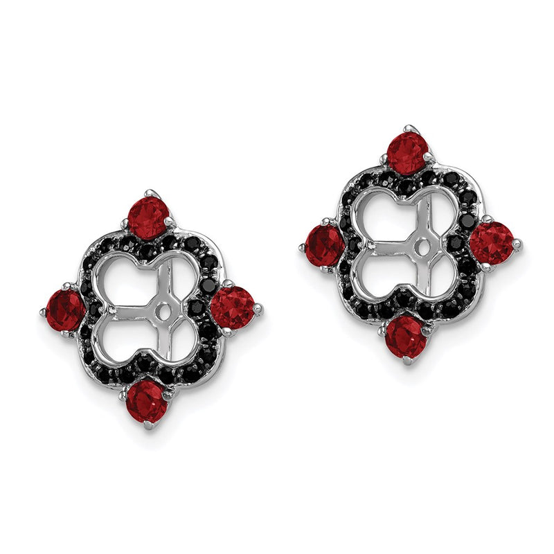 Sterling Silver Rhodium Garnet & Black Sapphire Earring Jacket