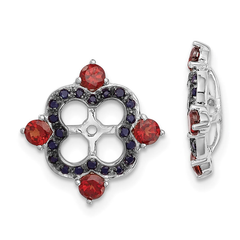 Sterling Silver Rhodium Garnet & Black Sapphire Earring Jacket