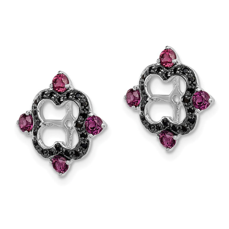 Sterling Silver Rhodium Rhodolite Garnet & Black Sapphire Earring Jacket
