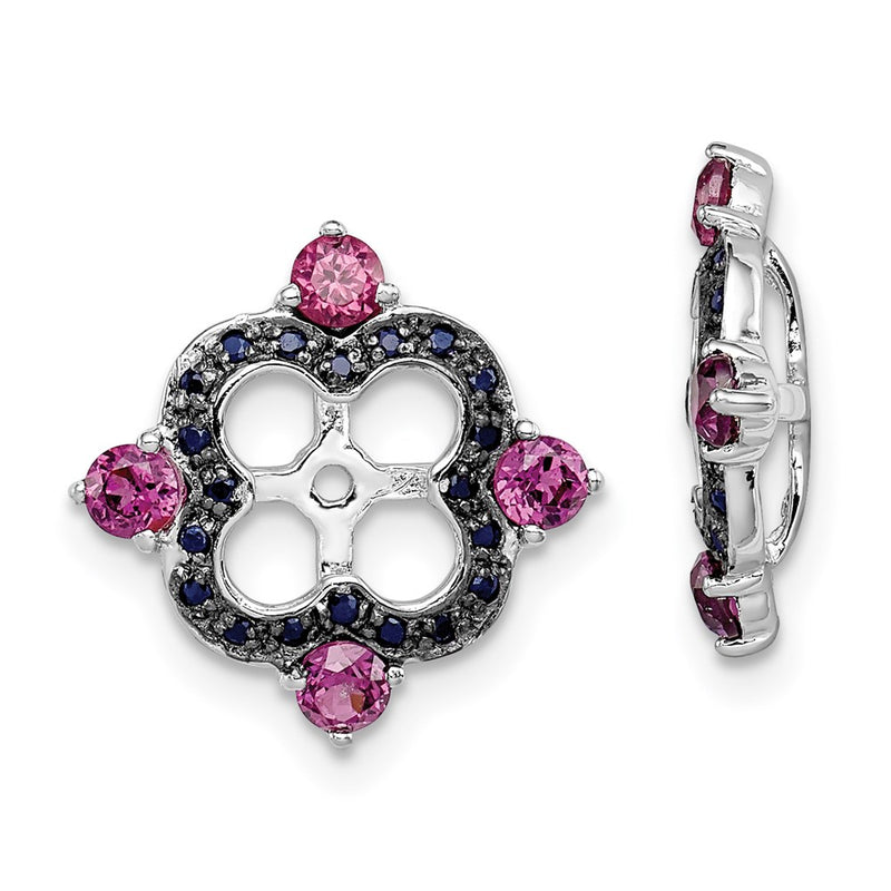 Sterling Silver Rhodium Rhodolite Garnet & Black Sapphire Earring Jacket