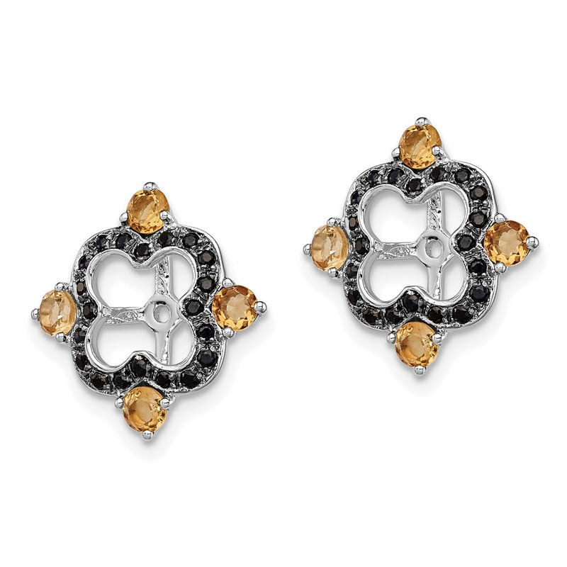 Sterling Silver Rhodium Citrine & Black Sapphire Earring Jacket