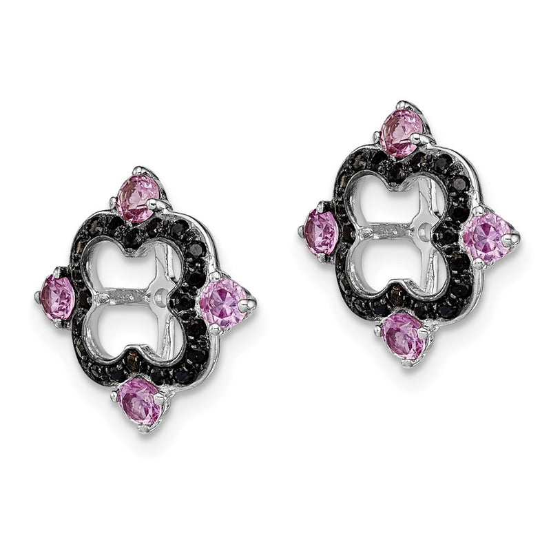 Sterling Silver Rhodium Crted Pink Sapphire & Black Sapphire Earring Jacket