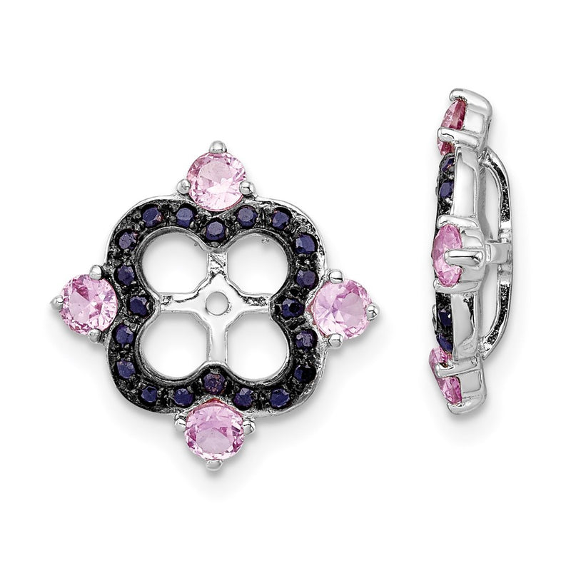 Sterling Silver Rhodium Crted Pink Sapphire & Black Sapphire Earring Jacket