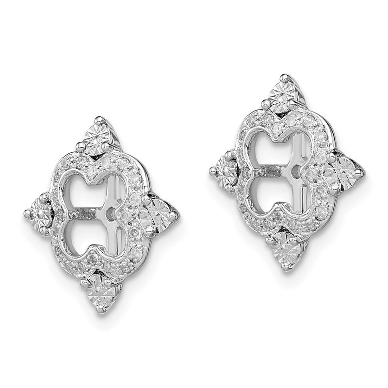 Sterling Silver Rhodium Diamond Earring Jacket