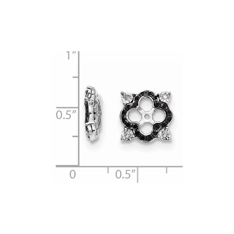 Sterling Silver Rhodium Diamond & Black Sapphire Earring Jacket