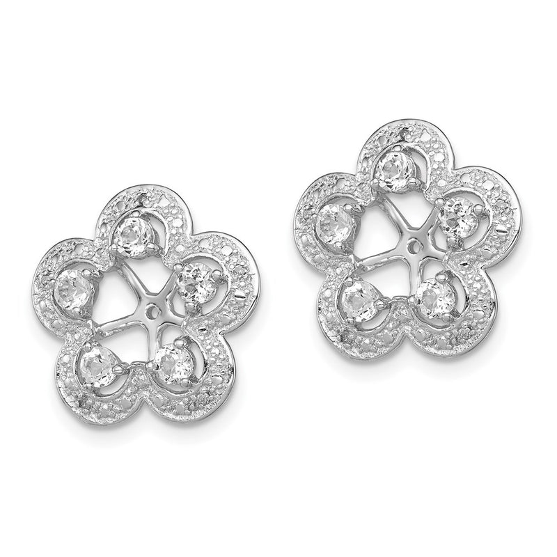 Sterling Silver Rhodium Diamond & White Topaz Earring Jacket