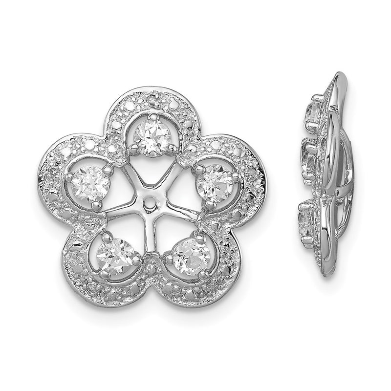 Sterling Silver Rhodium Diamond & White Topaz Earring Jacket
