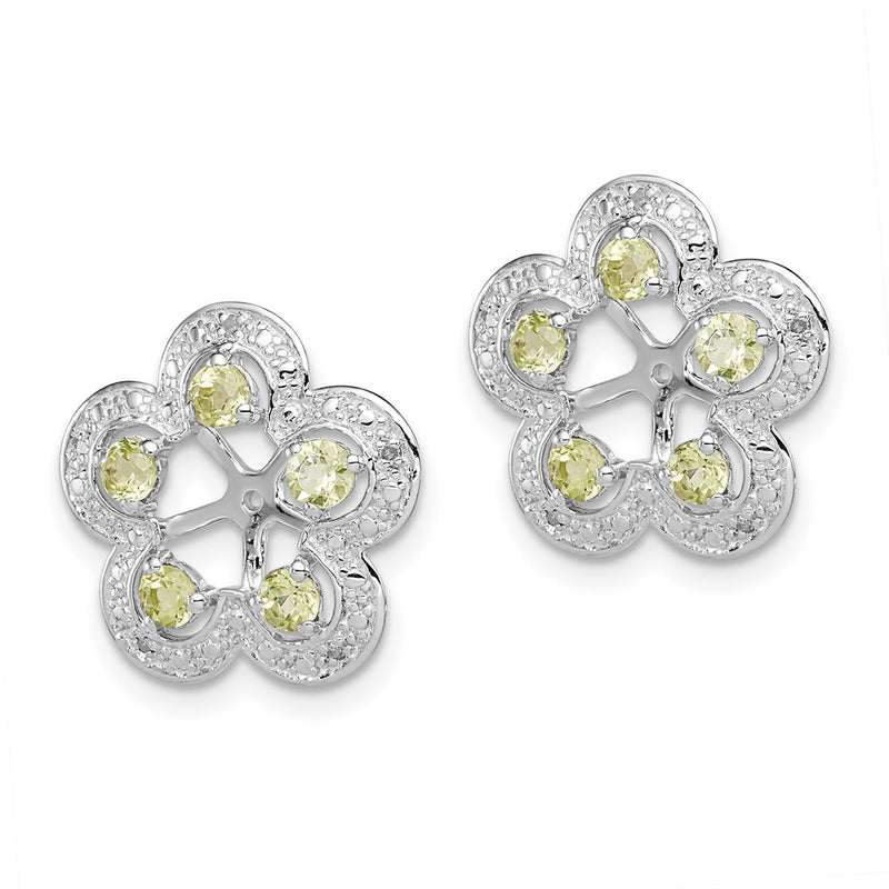 Sterling Silver Rhodium Diamond & Peridot Earring Jacket
