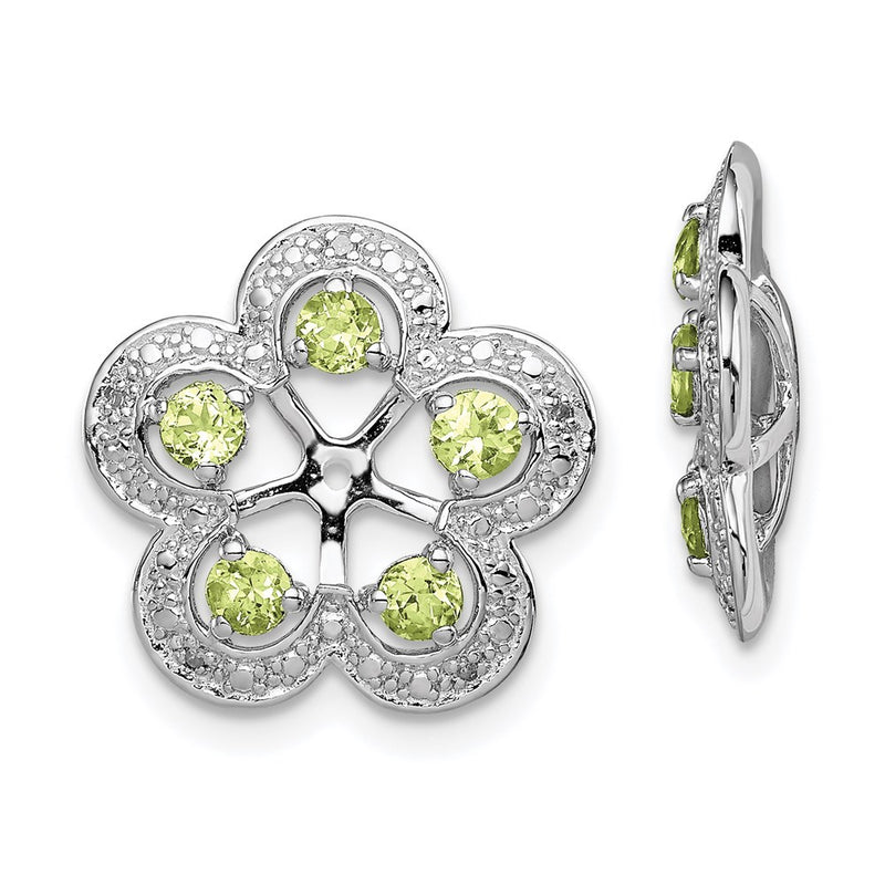 Sterling Silver Rhodium Diamond & Peridot Earring Jacket
