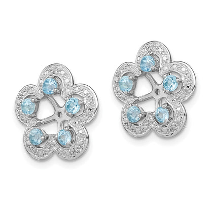 Sterling Silver Rhodium Diamond & Swiss Blue Topaz Earring Jacket