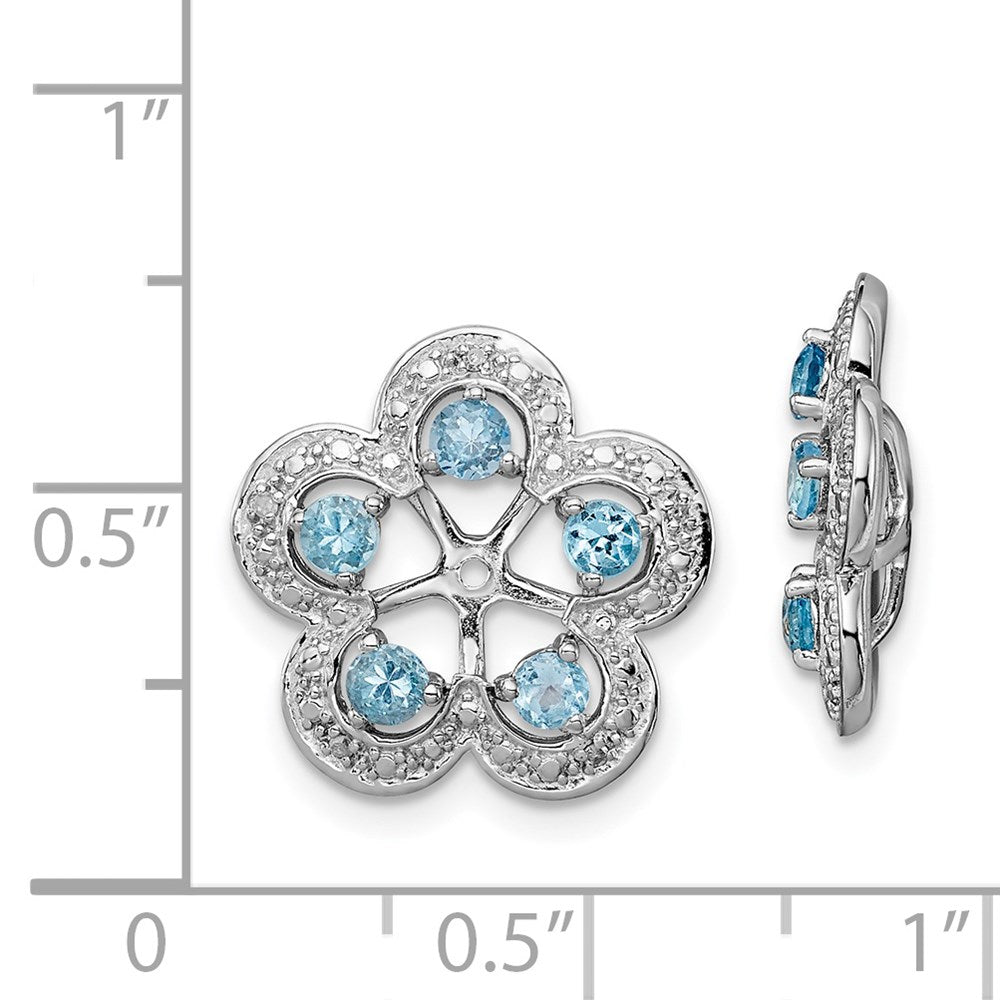 Sterling Silver Rhodium Diamond & Swiss Blue Topaz Earring Jacket