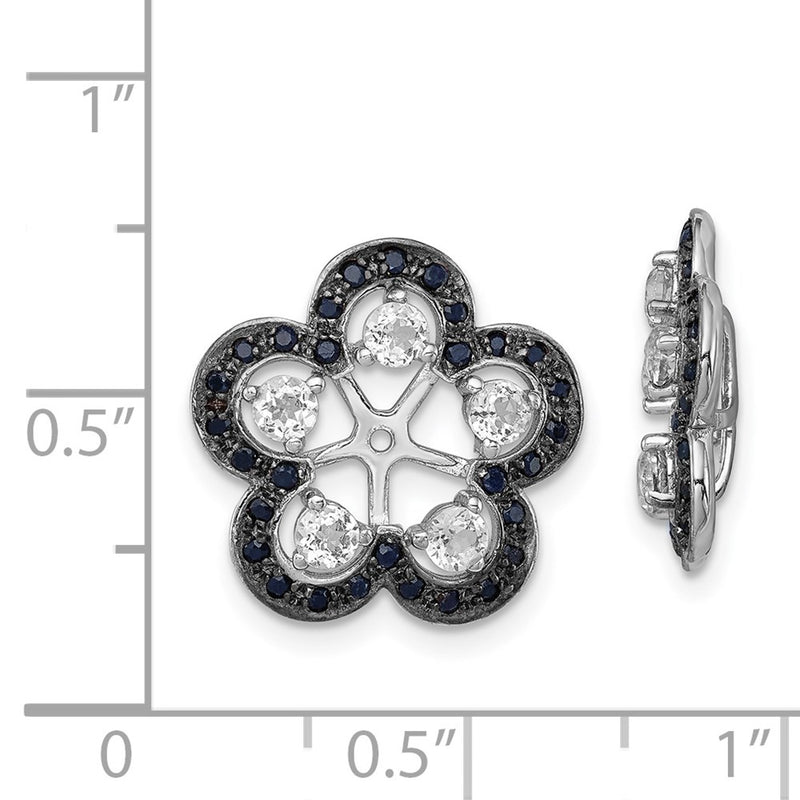 Sterling Silver Rhodium White Topaz & Black Sapphire Earring Jacket