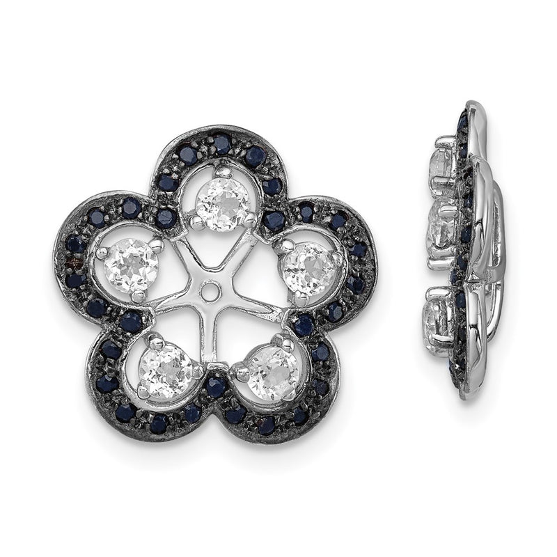 Sterling Silver Rhodium White Topaz & Black Sapphire Earring Jacket