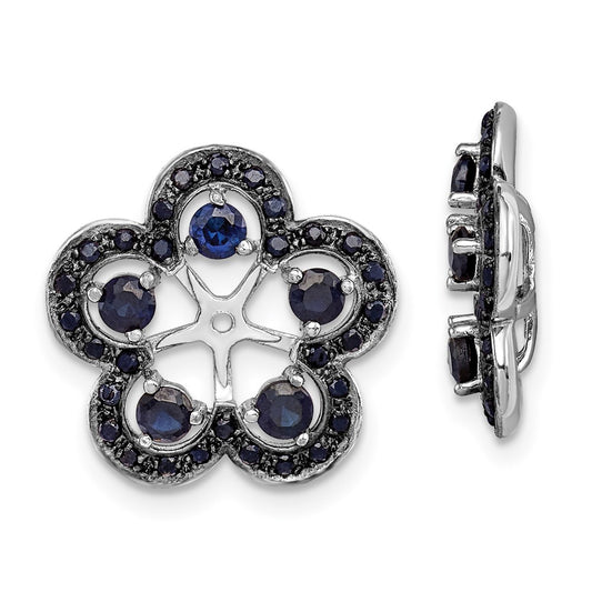 Sterling Silver Rhodium Created Sapphire & Black Sapphire Earring Jacket